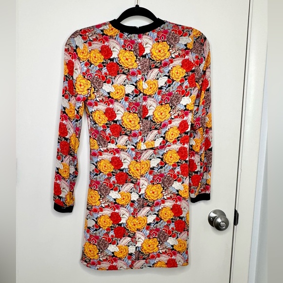 Zara Floral Long Sleeve Faux Wrap Skirt Mini Dress - Picture 8 of 8
